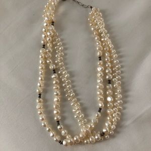 Three strand Pearl necklace costume jewelry